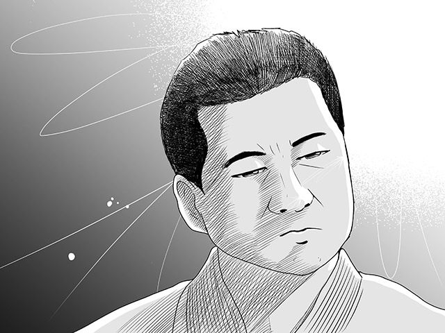 お祝いイラスト②(慈愛の表情を浮かべる能島譲)