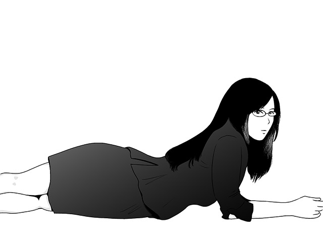 お祝いイラスト③(何故だか横たわる月綾子)